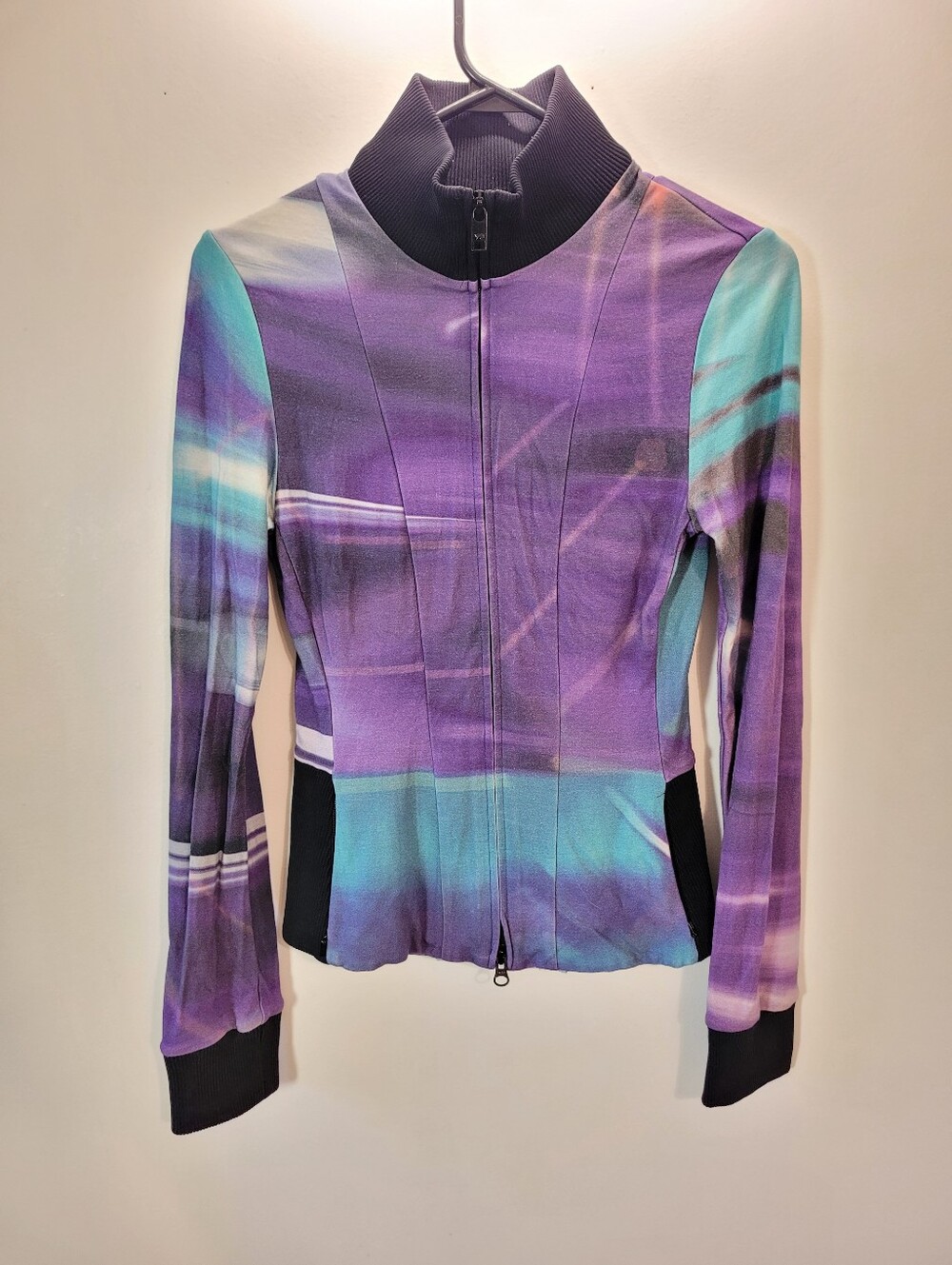 Adidas Y-3 Yohji Yamamoto Women Turtleneck Stretch Sweatshirt Purple Zip-up - M